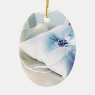 Adorno De Cerámica Hermosa almohada de anillo Boda