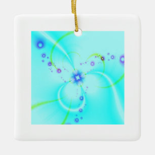 Adorno De Cerámica Hermosa Flor Azul