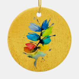 Adorno De Cerámica Hermosa flor floral floja de acuarela