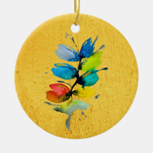 Adorno De Cerámica Hermosa flor floral floja de acuarela