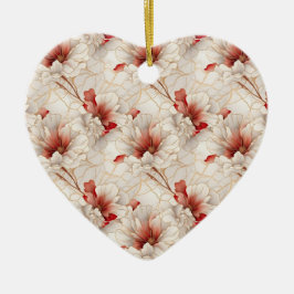 Adorno De Cerámica Hermosa Flora Blanca Roja