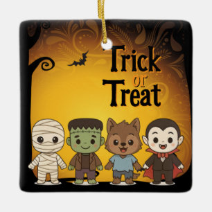 Adorno De Cerámica Hermosa, Frankenstein, Drácula, lobo