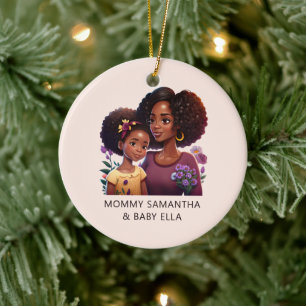 Adorno De Cerámica Hermosa mamá y hija negras (12)