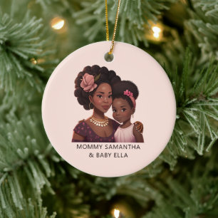 Adorno De Cerámica Hermosa mamá y hija negras (14)
