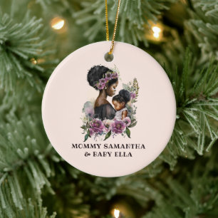 Adorno De Cerámica Hermosa mamá y hija negras (6)