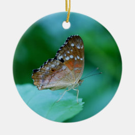 Adorno De Cerámica Hermosa mariposa Danaus Plexippus en hoja.
