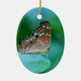 Adorno De Cerámica Hermosa mariposa Danaus Plexippus en hoja.