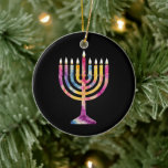 Adorno De Cerámica Hermosa Menorá de Hanukkah Vintage Feliz Hanukkah<br><div class="desc">Hermosa Menorá de Hanukkah Vintage Feliz Hanukkah</div>