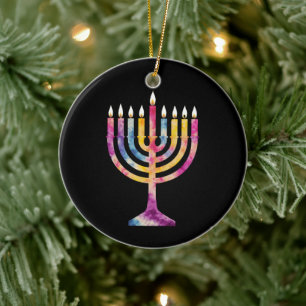 Adorno De Cerámica Hermosa Menorá de Hanukkah Vintage Feliz Hanukkah