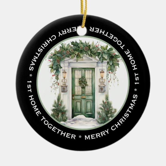 ADORNO DE CERÁMICA HERMOSA PRIMERA CASA JUNTA, PUERTA COLONIAL VERDE (Frente)