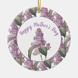 Adorno De Cerámica Hermosas flores de lila Día de la Madre