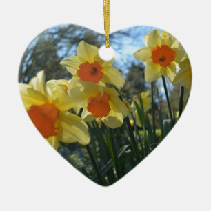Adorno De Cerámica Hermosas flores de narciso amarillas y naranjas de