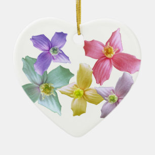 Adorno De Cerámica Hermosas flores rosadas, azules, moradas, amarilla