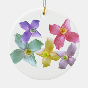 Adorno De Cerámica Hermosas flores rosadas, azules, moradas, amarilla