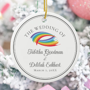 Adorno De Cerámica Hermosas Olas de Arcoíris Recuerdo de Boda Navidad