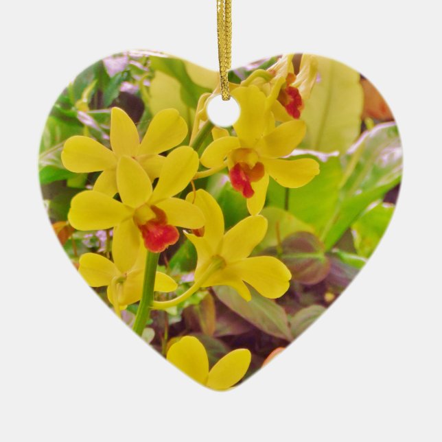 Adorno De Cerámica Hermosas orquídeas amarillas de otoño (Frente)