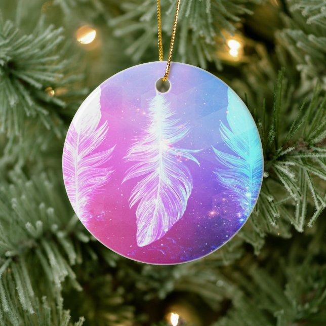 Adorno De Cerámica Hermosas plumas en el espacio (Árbol)