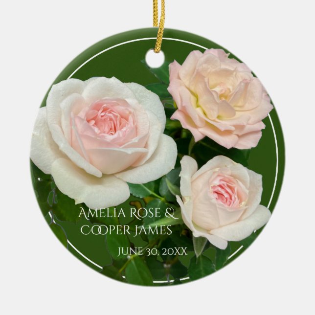 Adorno De Cerámica Hermosas rosas blancas y blancas (Frente)
