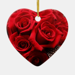 Adorno De Cerámica Hermosas rosas rojas