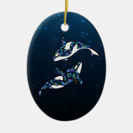 Adorno De Cerámica Hermoso Boda de ballenas orcas