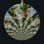 Adorno De Cerámica Hermoso boho rosa, rosas rojas, acuarela floral<br><div class="desc">Románticos rosas de color rojo y rosa frente a una valla blanca de piquete,  brillando al sol de la noche. inspiración de un viaje a la isla de Mackinac Michigan. pintura original de H Cooper.</div>