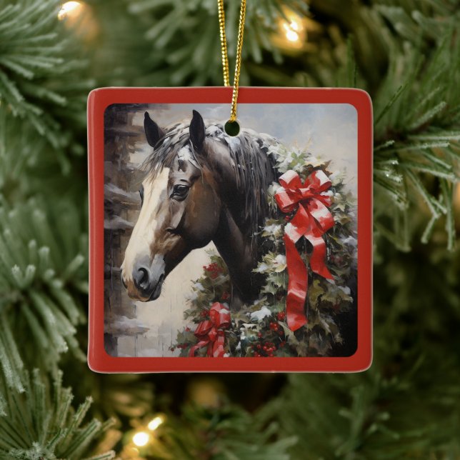 Adorno De Cerámica Hermoso caballo personalizado con Navidades de gui (Árbol)