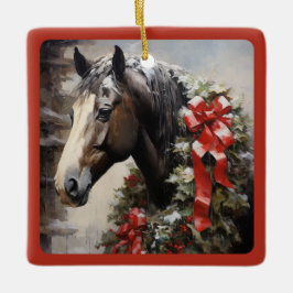 Adorno De Cerámica Hermoso caballo personalizado con Navidades de gui