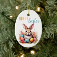 Hermoso conejo colorido de huevos flores feliz Pas