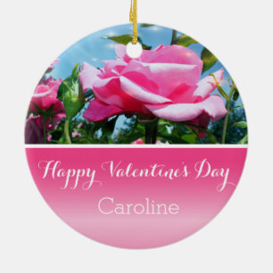 Adorno De Cerámica Hermoso El día de San Valentín rosa rosa