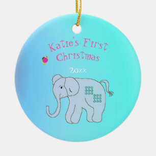 Adorno De Cerámica Hermoso Elefante El Primer Navidad del Bebé