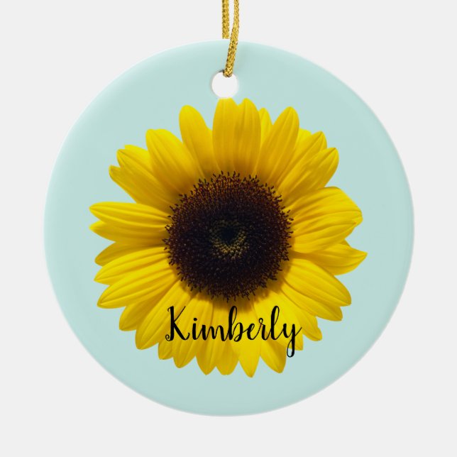 Adorno De Cerámica Hermoso Girasol personalizado con nombre (Frente)