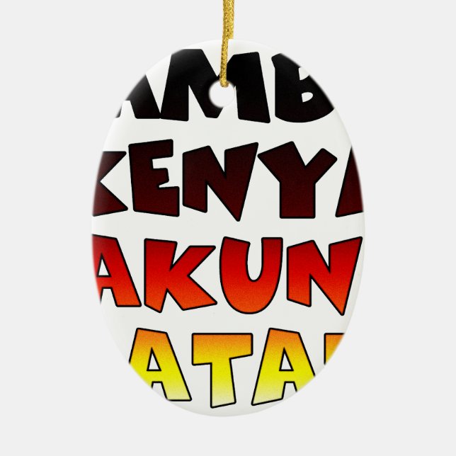 Adorno De Cerámica Hermoso Jambo Kenya Hakuna Matata Agradable Arte (Frente)