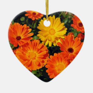 Adorno De Cerámica Hermoso jardín de flores naranja zinnia