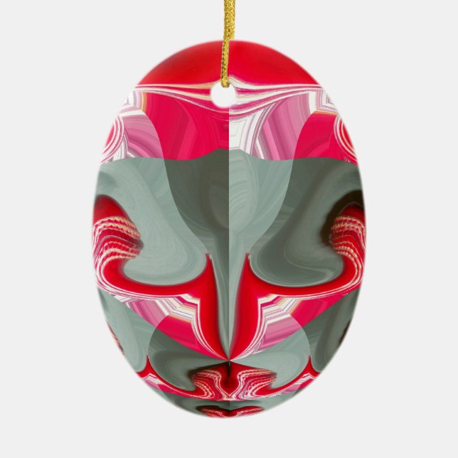 Adorno De Cerámica Hermoso motivo geométrico de ceniza roja diseño AR (Frente)