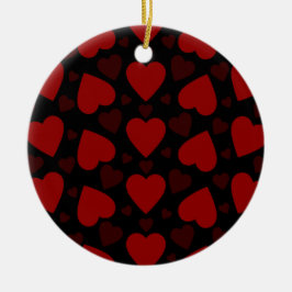 Adorno De Cerámica Hermoso patrón de corazón rojo en negro