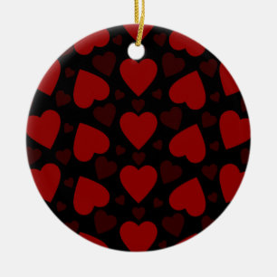 Adorno De Cerámica Hermoso patrón de corazón rojo en negro