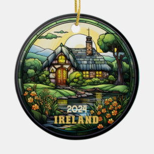 Adorno De Cerámica Hermoso recuerdo de Irlanda con vidrio templado Fa