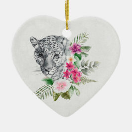 Adorno De Cerámica Hermoso retrato de cabeza de leopardo en acuarela