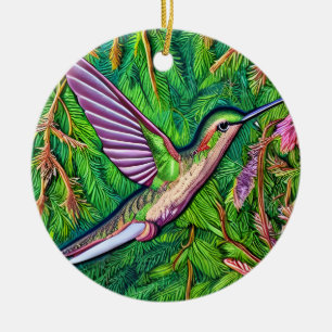 Adorno De Cerámica Hermoso Shabby Chic Little Hummingbird.