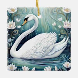Adorno De Cerámica Hermoso Swan