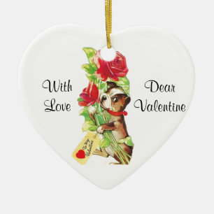Adorno De Cerámica Hermoso Valentine de Boston terrier cachorro