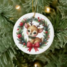Hermoso wreath de ciervo personalizado para Navida