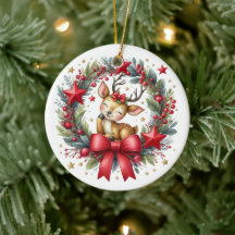 Hermoso wreath de ciervo personalizado para Navida