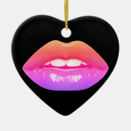 Adorno De Cerámica Hermosos labios de dos tonos en un árbol del día d