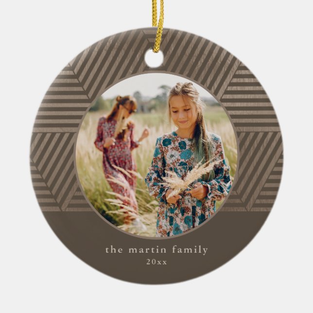 Adorno De Cerámica Hermosos Navidades de fotografía de patrón geométr (Frente)