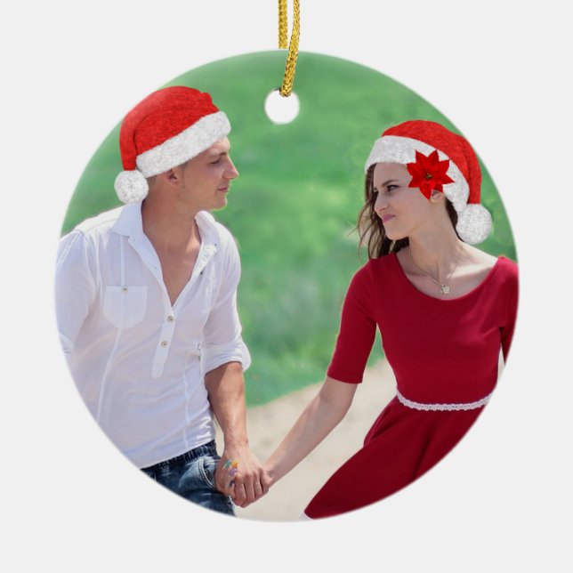 Adorno De Cerámica Hermosos Navidades de fotografía Personalizado Orn (Frente)