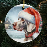 Adorno De Cerámica Hermosos Navidades de invierno de Weimaraner Dog<br><div class="desc">Disfrute del encanto de la temporada con nuestro hermoso ornamento cerámico de Navidades de invierno de Weimaraner. Este exquisito ornamento exhibe un impresionante Weimaraner, capturando la gracia y el encanto de su amado canino en medio de un maravilloso paisaje invernal. Este adorno de cerámica es una adición perfecta a su...</div>