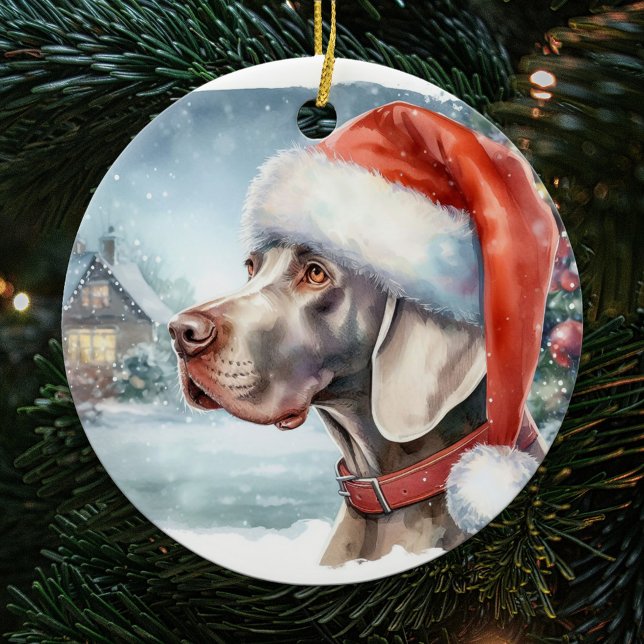 Adorno De Cerámica Hermosos Navidades de invierno de Weimaraner Dog (Subido por el creador)