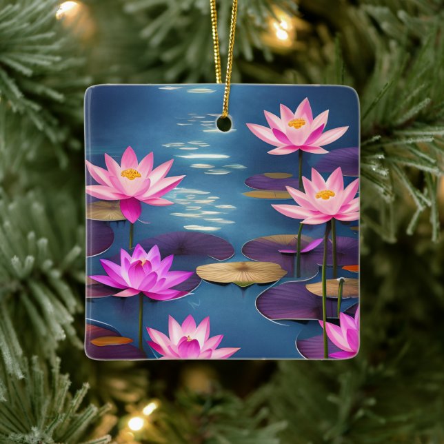 Adorno De Cerámica Hermosos Navidades de Lotus Flowers personalizados (Árbol)