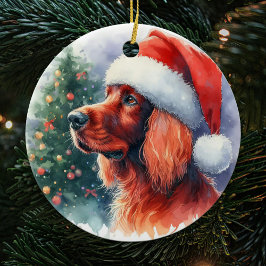 Adorno De Cerámica Hermosos Navidades de Setter Dog de Irlanda